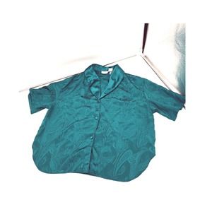 Kathryn 2 piece Teal Lingerie Sleep Night Set Silky Feel Paisley Pattern Md